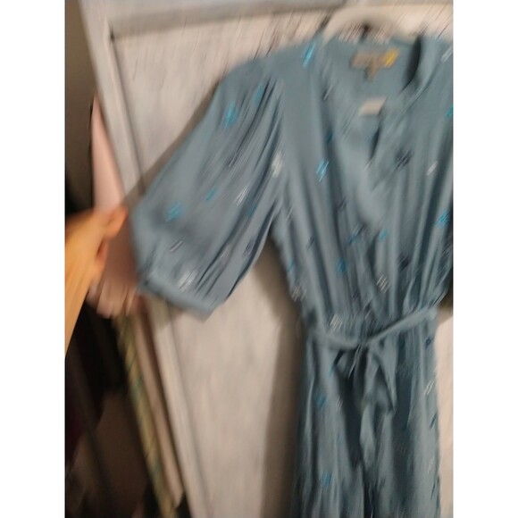 Figueroa&Flower Puff Sleeve Embroidered Maxi Dress Blue Sm Boho Feminine Cottage - Picture 5 of 9